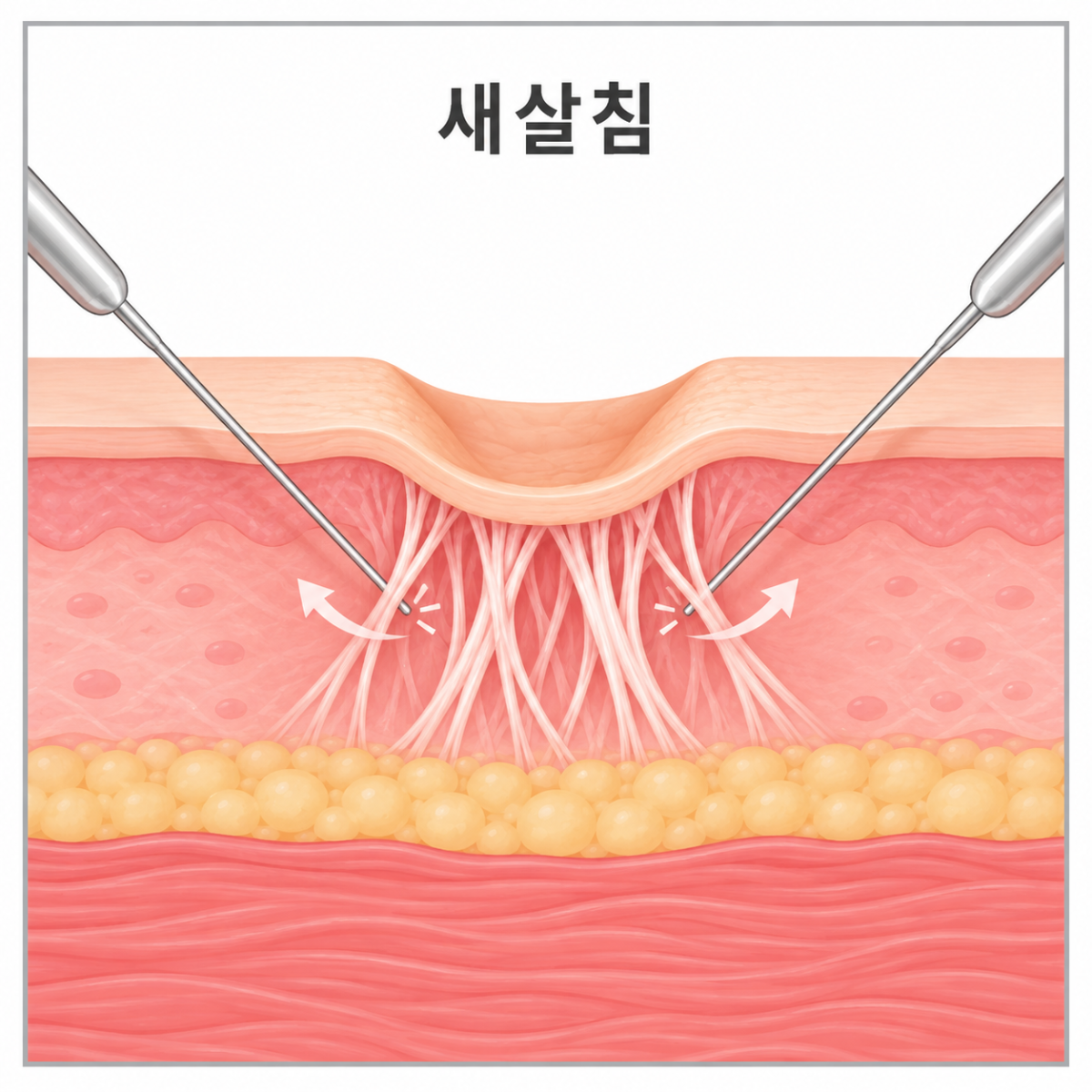 새살침의 작용방식을 보여주는 사진